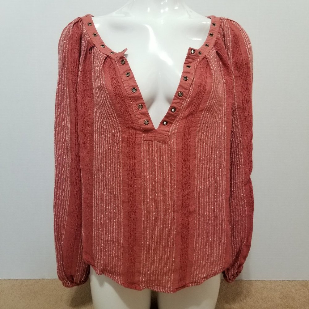 Free People top XS Against All Odds Desert Sun grommet detailing v-neck boho